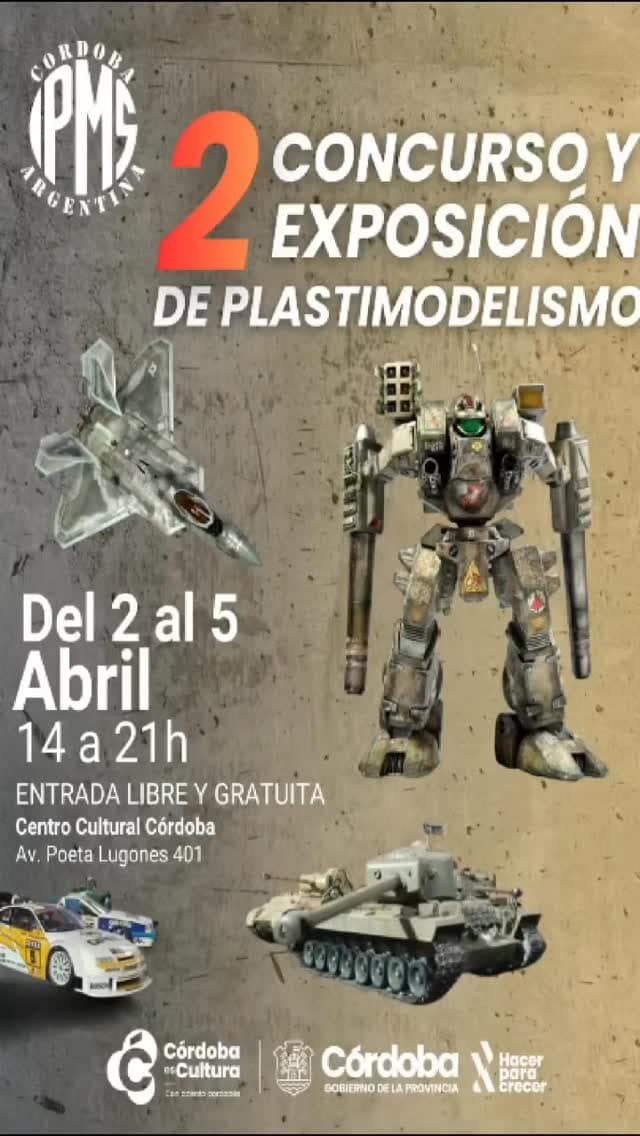 Atención modelistas!

Llega el 2º Concurso Regional y la 4ª Exposición Anual de IPMS Córdoba, un encuentro que reúne a los mejores constructores, coleccionistas y apasionados del hobby.
Este año te espera una jornada llena de creatividad, técnica y modelos que te van a sorprender.
Si sos principiante, experto o simplemente amante del plastimodelismo, este es tu lugar para aprender, mostrar tu trabajo y ser parte de una comunidad que crece todos los días.
Prepará tus piezas, afiná los detalles…
¡y viví el evento más esperado del año!

+ Info en www.ipmscordoba.com

#IPMSCordoba #ConcursoRegional #ExposiciónAnual #ModelismoEstático #Plastimodelismo ScaleModeling ModelismoArgentina ScaleModels ModelKit ModelBuilding Miniatures ModelShow Maquetas Dioramas CórdobaArgentina VillaAllende ModelismoCórdoba